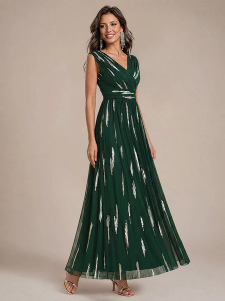 Vestido Largo de Fiesta  Talla XL —  Verde Oscuro con Detalles Plateados — Entrega Inmediata