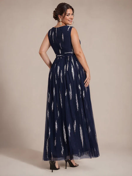 Vestido Largo de Fiesta  Talla S-M —  Azul Marino con Detalles Plateados — Entrega Inmediata