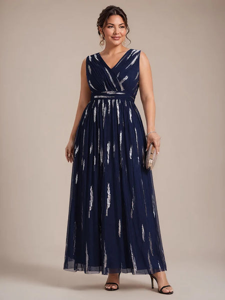 Vestido Largo de Fiesta  Talla S-M —  Azul Marino con Detalles Plateados — Entrega Inmediata