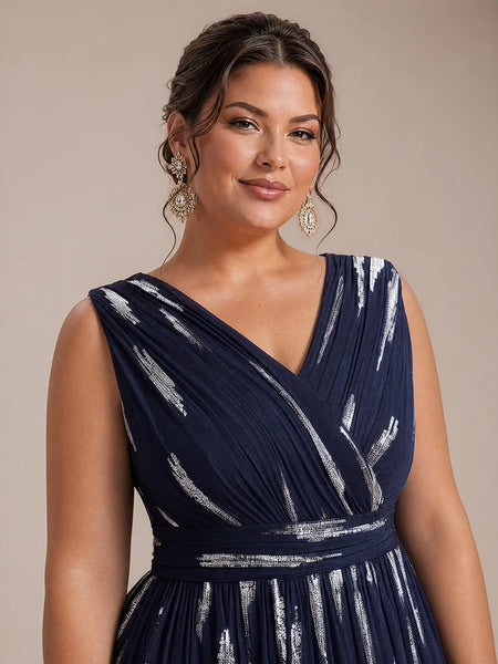 Vestido Largo de Fiesta  Talla S-M —  Azul Marino con Detalles Plateados — Entrega Inmediata