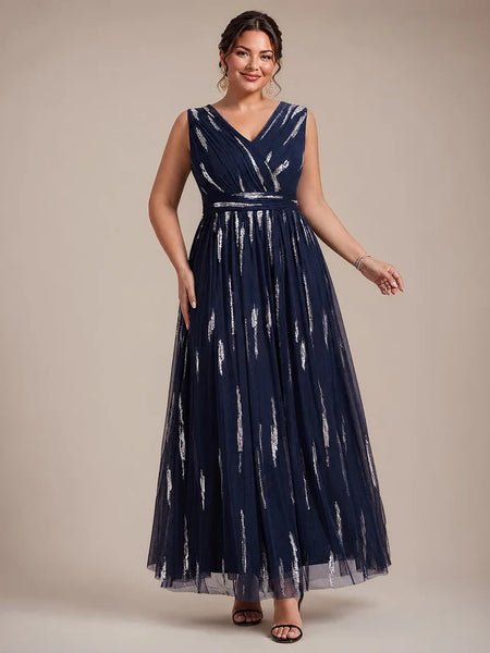 Vestido Largo de Fiesta  Talla S-M —  Azul Marino con Detalles Plateados — Entrega Inmediata