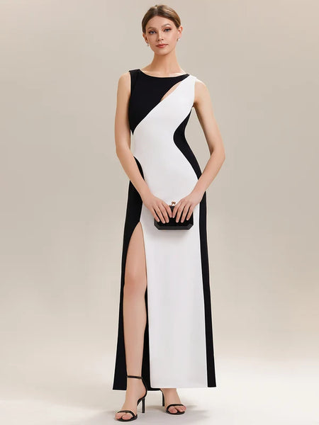 Vestido de Fiesta Talla L - Blanco y Negro — Entrega Inmediata