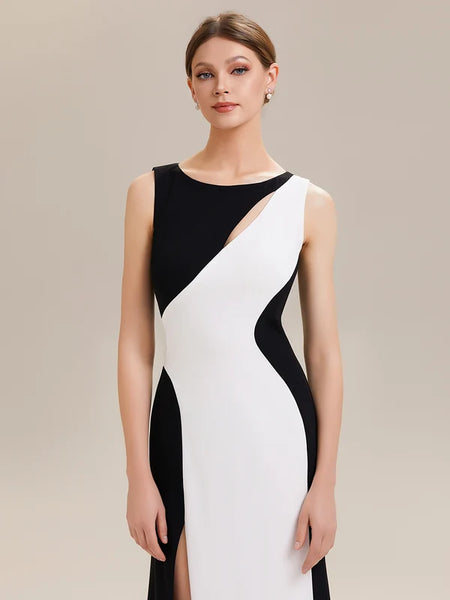 Vestido de Fiesta Talla L - Blanco y Negro — Entrega Inmediata