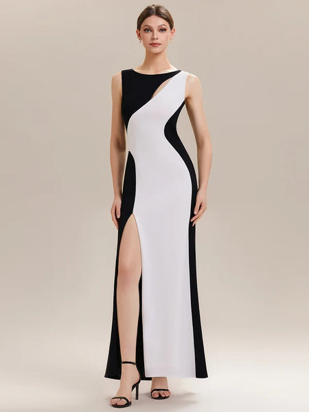 Vestido de Fiesta Talla L - Blanco y Negro — Entrega Inmediata