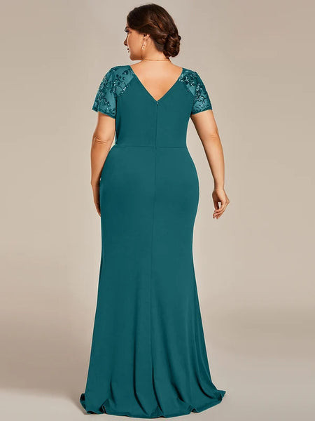 Vestido de Fiesta Talla XXXL 22 — Verde azulado — Entrega Inmediata
