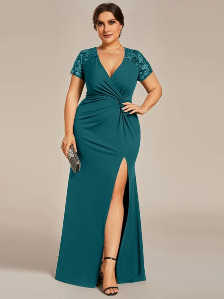 Vestido de Fiesta Talla XXXL 22 — Verde azulado — Entrega Inmediata