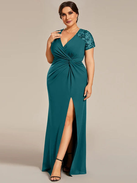 Vestido de Fiesta Talla XXXL 22 — Verde azulado — Entrega Inmediata