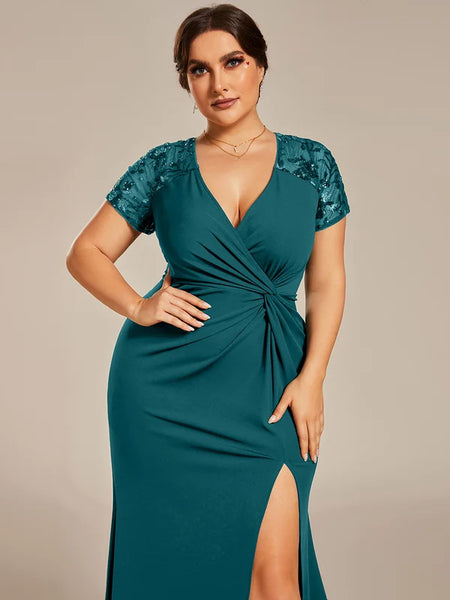 Vestido de Fiesta Talla XXXL 22 — Verde azulado — Entrega Inmediata