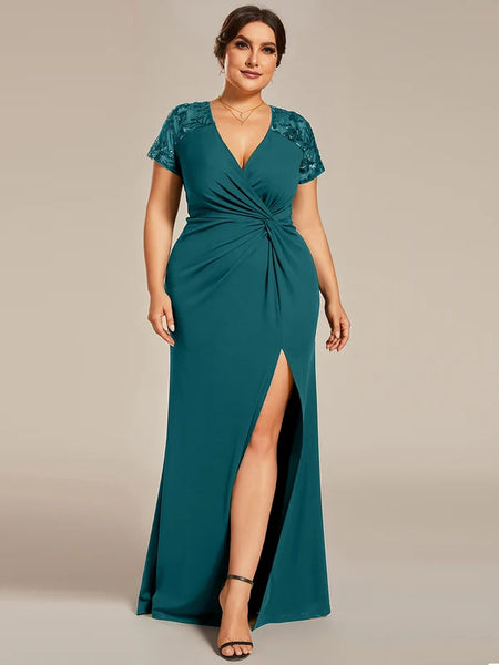 Vestido de Fiesta Talla XXXL 22 — Verde azulado — Entrega Inmediata