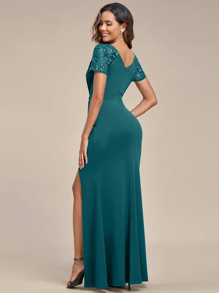 Vestido de Fiesta Talla XXXL 22 — Verde azulado — Entrega Inmediata