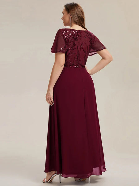 Vestido de Fiesta Talla XXL 18 — Burdeo — Entrega Inmediata