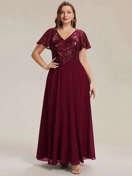 Vestido de Fiesta Talla XXL 18 — Burdeo — Entrega Inmediata