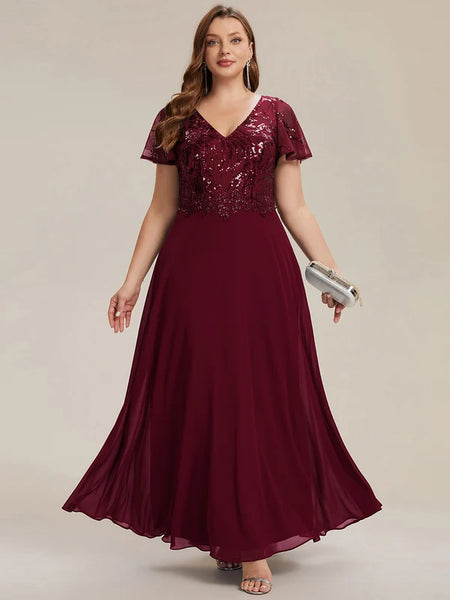 Vestido de Fiesta Talla XXL 18 — Burdeo — Entrega Inmediata