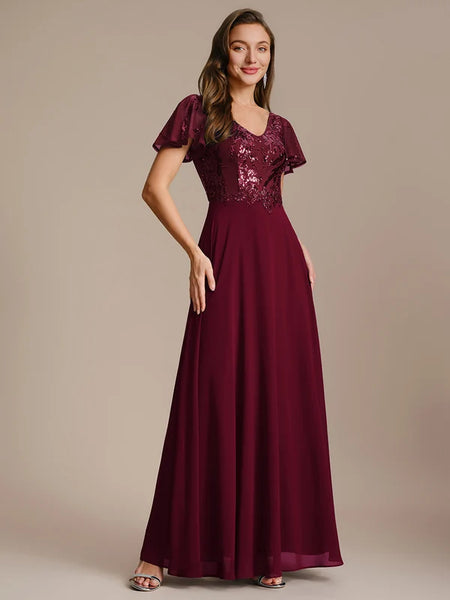 Vestido de Fiesta Talla XXL 18 — Burdeo — Entrega Inmediata