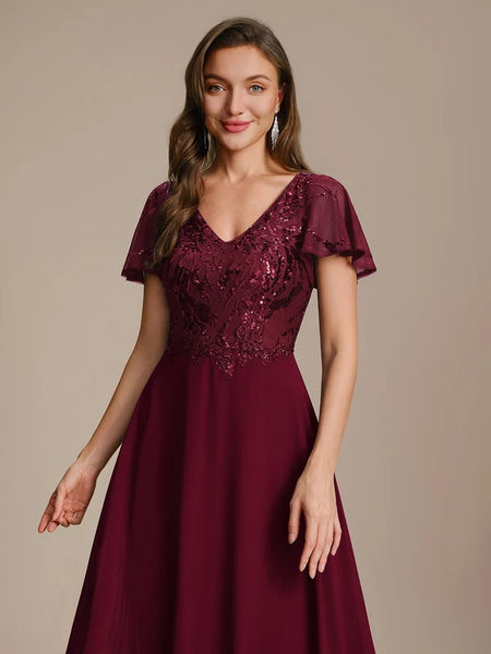 Vestido de Fiesta Talla XXL 18 — Burdeo — Entrega Inmediata