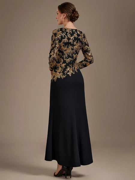 Vestido Largo de Fiesta  Talla M — Negro con detalles Dorados — Entrega Inmediata