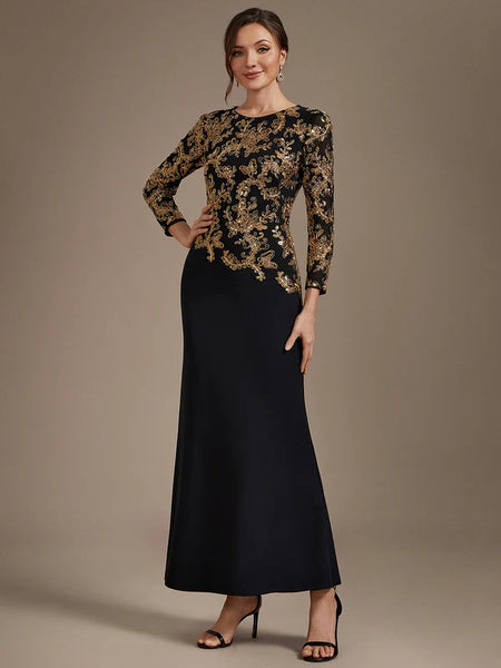 Vestido Largo de Fiesta  Talla M — Negro con detalles Dorados — Entrega Inmediata