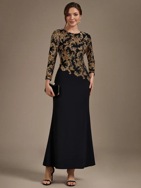 Vestido Largo de Fiesta  Talla M — Negro con detalles Dorados — Entrega Inmediata