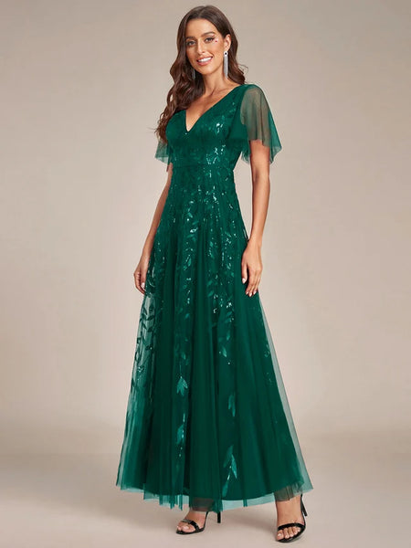 Vestido de Fiesta Talla M — Verde Oscuro — Entrega Inmediata