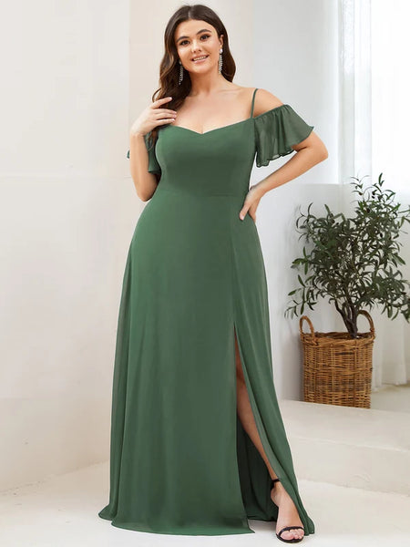 Vestido de Fiesta Talla XXL 18 —  Eucalipto — Entrega Inmediata