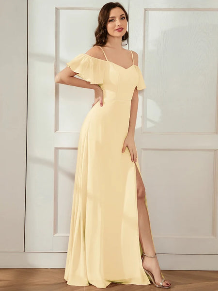 Vestido de Fiesta Talla S-M — Amarillo — Entrega Inmediata
