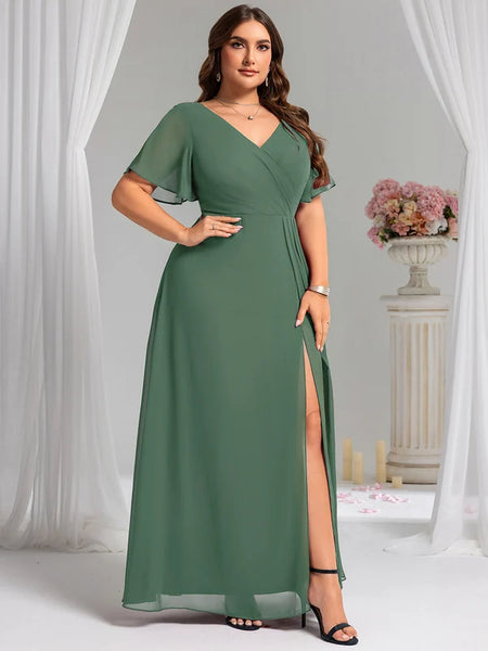 Vestido de Fiesta Talla XXXXL 24 —  Eucalipto — Entrega Inmediata