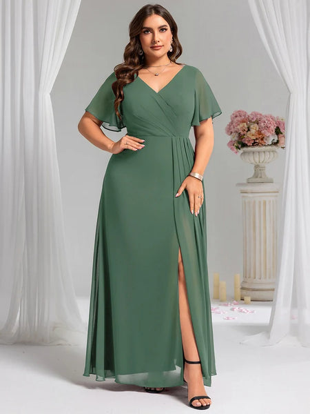 Vestido de Fiesta Talla XXXXL 24 —  Eucalipto — Entrega Inmediata