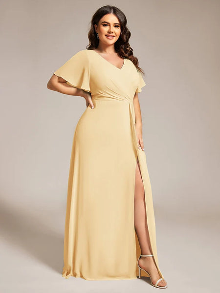 Vestido de Fiesta Talla XXXXL 24 —  Amarillo — Entrega Inmediata