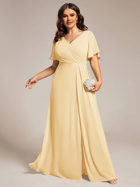 Vestido de Fiesta Talla XXXXL 24 —  Amarillo — Entrega Inmediata