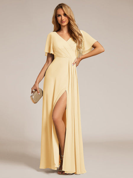 Vestido de Fiesta Talla XXXXL 24 —  Amarillo — Entrega Inmediata