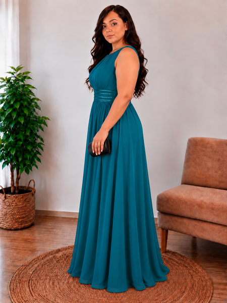 Vestido de Fiesta Talla XXL 16 — Azul Verdoso — Entrega Inmediata