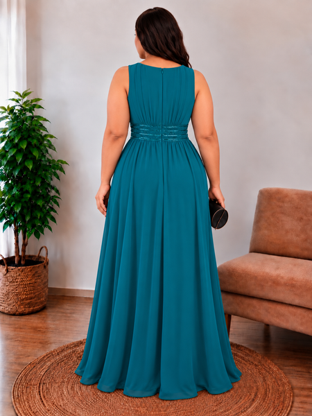 Vestido de Fiesta Talla XXL 16 — Azul Verdoso — Entrega Inmediata