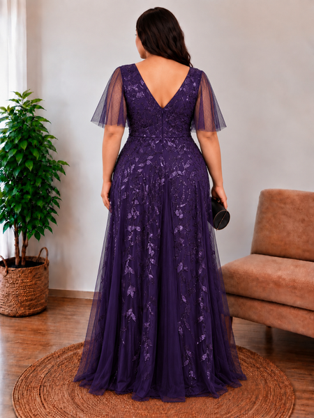 Vestido de Fiesta Talla XXL 16 — Morado Oscuro — Entrega Inmediata