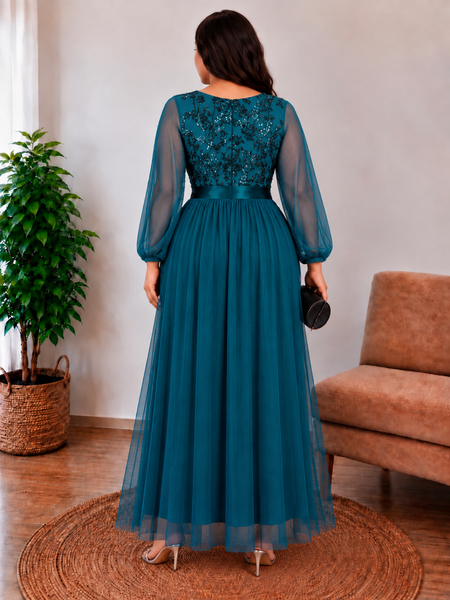 Vestido de Fiesta Talla L — Verde azulado — Entrega Inmediata