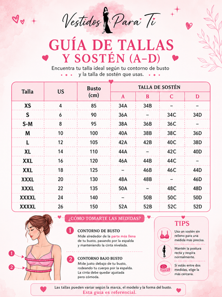 Guía de tallas Vestidos Para Ti