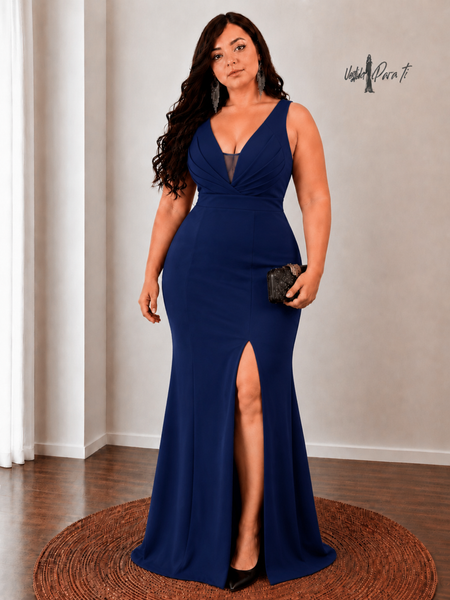 Vestido Largo de Fiesta Talla XXL — Azul — Entrega Inmediata