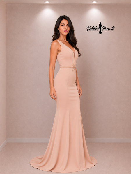 Vestido de Fiesta Talla XS — Beige — Entrega Inmediata