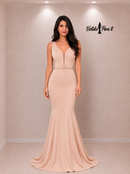 Vestido de Fiesta Talla XS — Beige — Entrega Inmediata