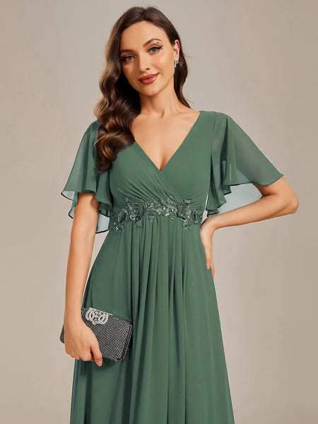 Vestido de Fiesta Talla L — Eucalipto — Entrega Inmediata