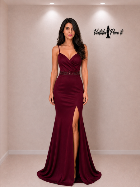 Vestido de Fiesta Talla XS — Burdeo — Entrega Inmediata
