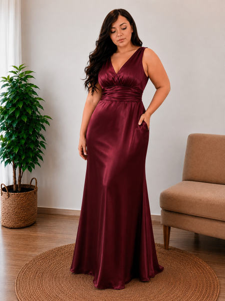 Vestido de Fiesta Talla XXXL — Burdeo — Entrega Inmediata
