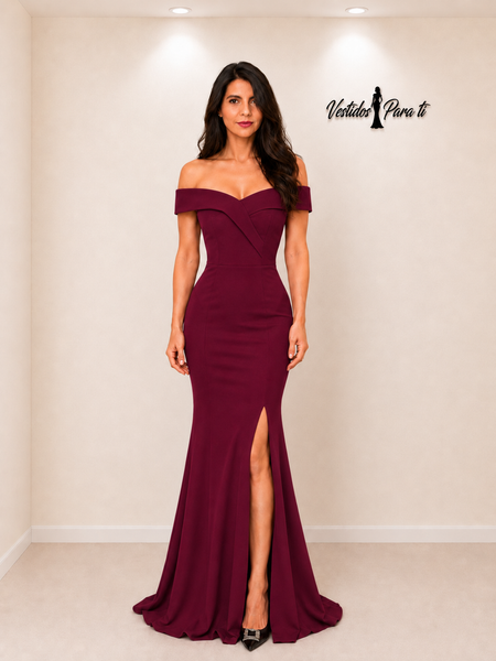 Vestido de Fiesta Talla S — Burdeo — Entrega Inmediata