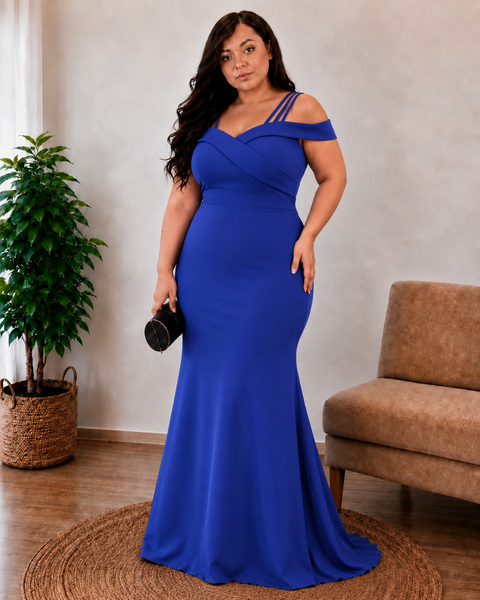 Vestido de Fiesta Talla L — Azul Rey — Entrega Inmediata