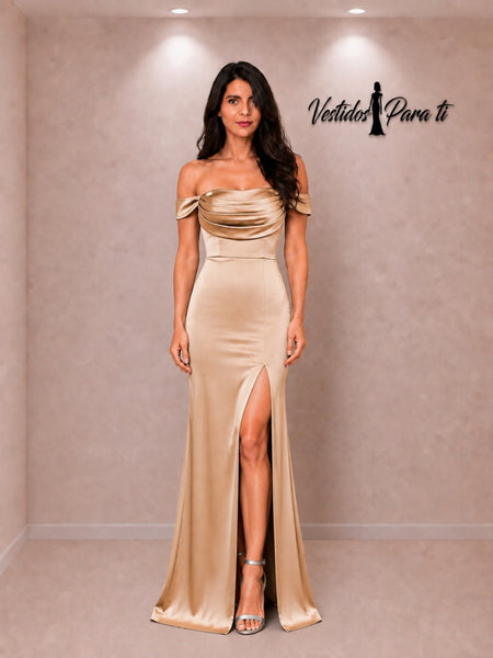 Vestido de Fiesta Talla M —  Champán— Entrega Inmediata