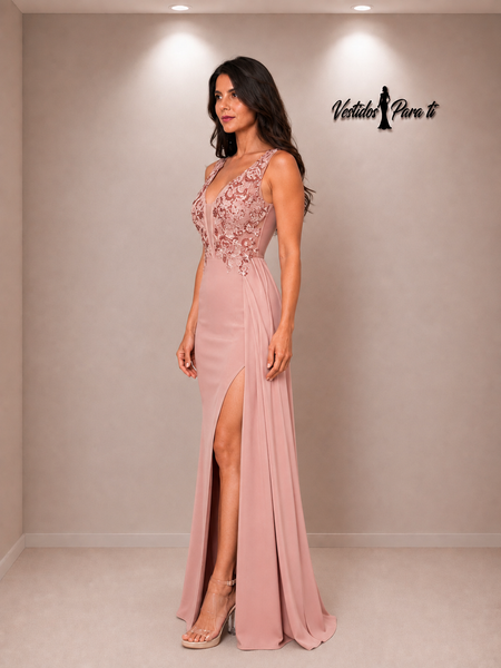 Vestido de Fiesta Talla XS — Beige — Entrega Inmediata