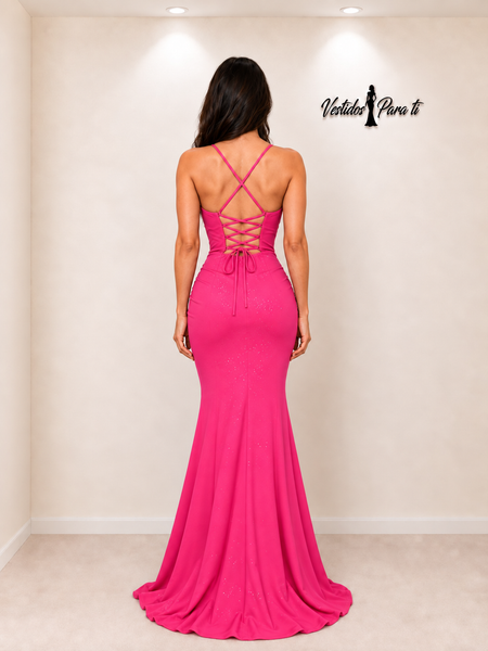 Vestido de Fiesta Talla S — Rosa Intenso — Entrega Inmediata