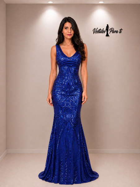Vestido de Fiesta Talla S-M — Azul — Entrega Inmediata