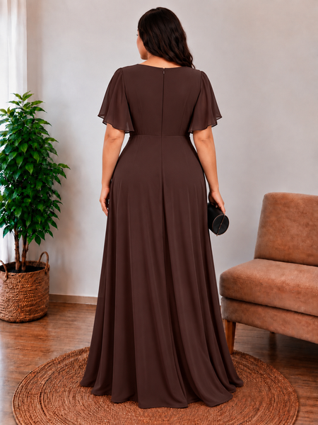 Vestido de Fiesta Talla XXL 16 — Marrón Chocolate — Entrega Inmediata