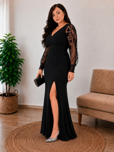 Vestido Largo de Fiesta Talla L — Negro — Entrega Inmediata