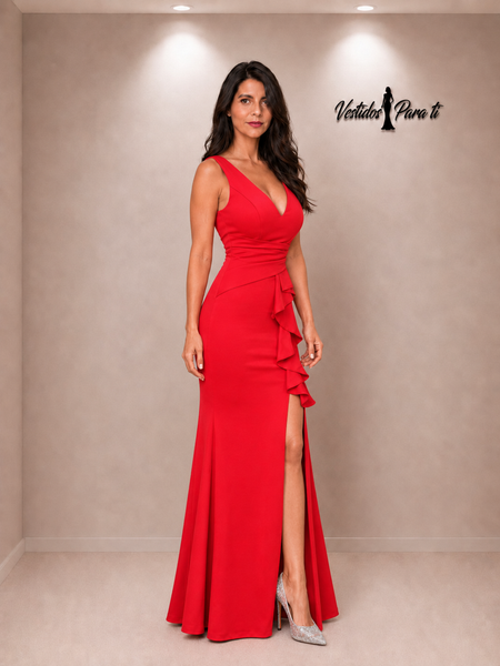 Vestido de Fiesta Talla XXS — Rojo — Entrega Inmediata
